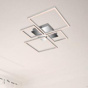Briloner Frame LED mennyezeti lámpa, CCT, 4 lámpás, alumínium, dimmelhető, Alu / szürke / cink, Nappali / Étkező, fém, Modern