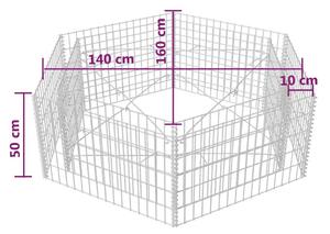VidaXL hatszögletű gabion magaságyás 160 x 140 x 50 cm