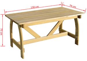 VidaXL impregnált fenyőfa kerti asztal 150 x 74 x 75 cm