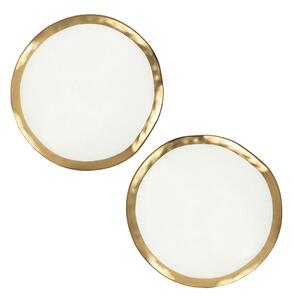KARE Bell Porcelán Tányér 38 cm Fehér-Arany