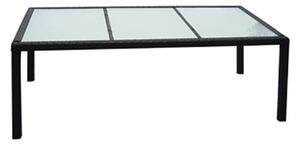 VidaXL fekete polyrattan kerti asztal 190 x 90 x 75 cm