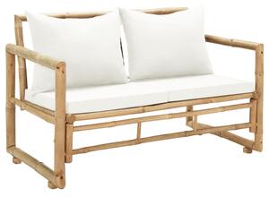 VidaXL kétszemélyes bambusz kerti kanapé párnákkal