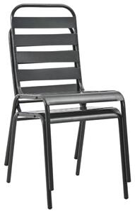 VidaXL 2 db szürke rakásolható acél kültéri szék