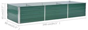 VidaXL zöld horganyzott acél kerti magaságyás 240 x 80 x 45 cm