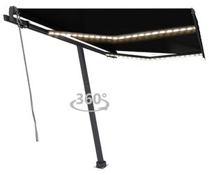 VidaXL antracitszürke szélérzékelős és LED-es napellenző 350 x 250 cm