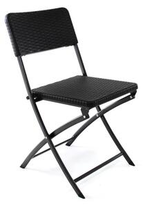 GARTHEN Függeszthető asztal 2 db rattan kinézetű szék fekete
