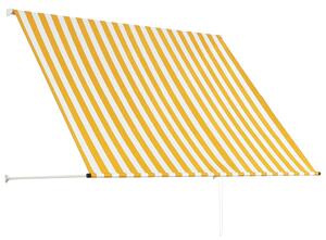 VidaXL feltekerhető sárga és fehér napellenző 200 x 150 cm