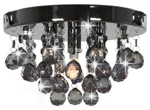 VidaXL fekete kerek mennyezeti lámpa füstszínű gyöngyökkel G9