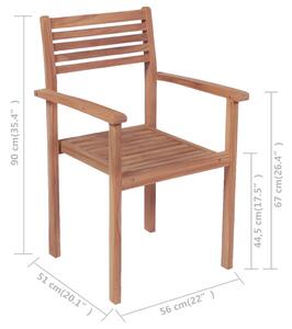 VidaXL 2 db rakásolható tömör tíkfa kerti szék