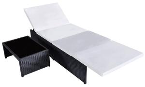 VidaXL 2 db fekete polyrattan dönthető kerti szék asztallal