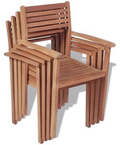 VidaXL 4 db rakásolható tömör tíkfa kerti szék