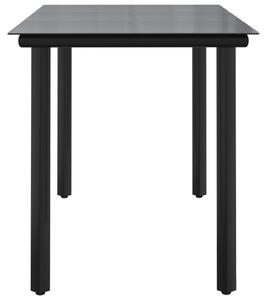 VidaXL fekete acél és edzett üveg kerti étkezőasztal 200 x 100 x 74 cm