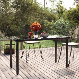 VidaXL fekete acél és edzett üveg kerti étkezőasztal 140x70x74cm