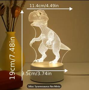 3D LED lámpa Tyronnasaurus éjjeli lámpa gyerekeknek