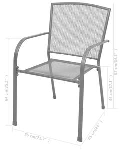 VidaXL 2 db szürke rakásolható acél kerti szék