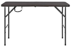 VidaXL barna rattan hatású HDPE összecsukható kerti asztal 120x60x74cm