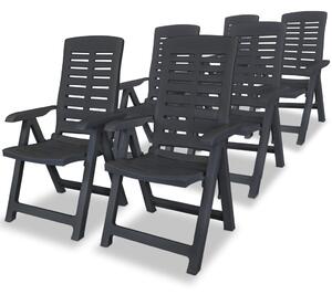 VidaXL 6 db antracitszürke dönthető műanyag kerti szék