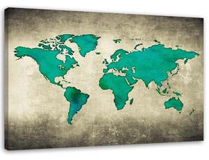 Gario Vászonkép Zöld világtérkép Méret: 60 x 40 cm