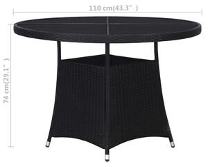 VidaXL fekete polyrattan kerti asztal 110 x 74 cm