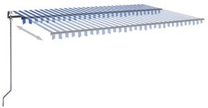 VidaXL kék/fehér automata szélérzékelős és LED-es napellenző 500x300cm