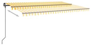 VidaXL sárga és fehér kézzel kihúzható LED-es napellenző 5x3 m