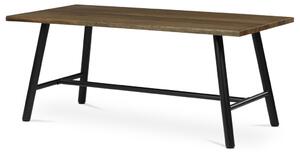 Étkezőasztal, 180x90cm, furnér, dió színű, fekete fém láb