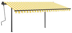 VidaXL sárga és fehér automata napellenző póznákkal 4,5 x 3,5 m