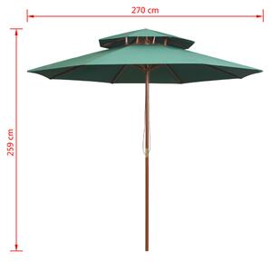 VidaXL zöld dupla napernyő fa rúddal 270 x 270 cm