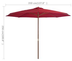 VidaXL burgundi vörös kültéri napernyő farúddal 350 cm