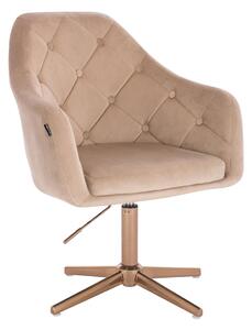 HR831CROSS Latte modern velúr szék arany lábbal
