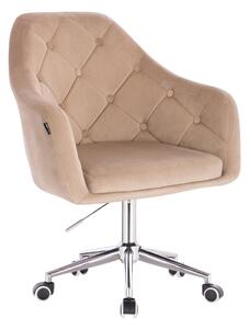 HR831K Latte modern velúr szék krómozott lábbal
