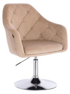 HR831N Latte modern velúr szék krómozott lábbal