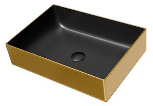 Welland 9636E pultra építhető mosdókagyló - 50 x 35 cm - fekete / arany