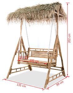 VidaXL kétszemélyes bambusz hintapad pálmalevelekkel 202 cm