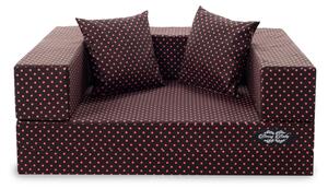 Szivacs kanapéágy - Wextra gyerek méret - csoki alapon rózsaszín pöttyös