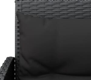 VidaXL 2 részes L-alakú fekete polyrattan kanapészett párnákkal