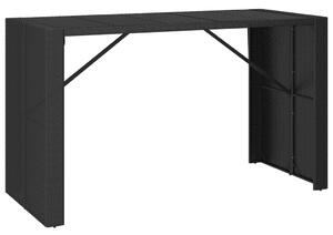 VidaXL fekete polyrattan üveglapos bárasztal 185 x 80 x 110 cm