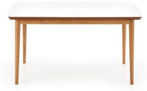 Asztal Houston 792, Lefkas tölgy, Fehér, 75x80x140cm, Hosszabbíthatóság, Közepes sűrűségű farostlemez, Váz anyaga, Bükkfa