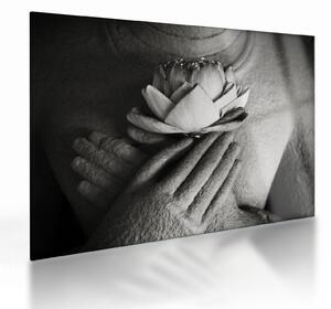 Üveg kép - Lótusz Buddha kezében (70x50 cm)