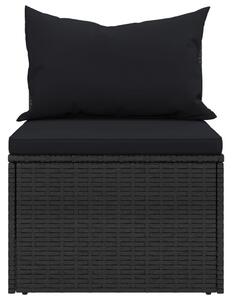 VidaXL 2 db fekete polyrattan kerti középső kanapé párnákkal
