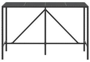 VidaXL fekete polyrattan üveglapos bárasztal 180 x 70 x 110 cm