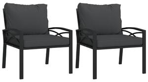 VidaXL 2 db acél kerti szék szürke párnákkal 68 x 76 x 79 cm