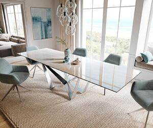 DELIFE Étkezőasztal Edge 200-300x100 cm kerámia onyx pezsgő pókszerkezet laposacél rozsdamentes acél kihúzható