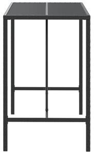 VidaXL fekete polyrattan üveglapos bárasztal 110 x 70 x 110 cm