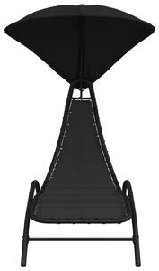 VidaXL fekete szövet és acél napozóágy napernyővel 167x80x195 cm