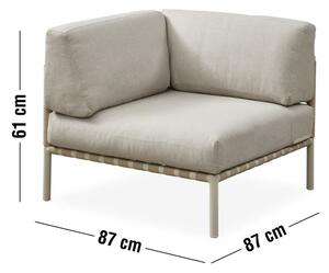 Horizon kerti moduláris kanapé, sarok elem, bézs, bézs váz