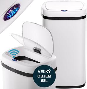 Monzana Szenzoros hulladékgyűjtő rozsdamentes acélból, 50 literes, szögletes, fehér