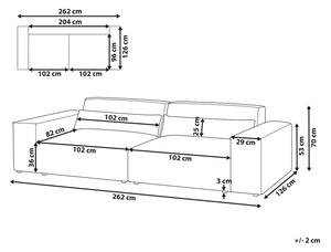 Kombinálható kétszemélyes szürke kárpitozott kanapé HELLNAR