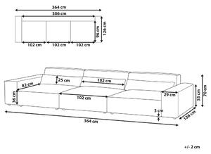 Kombinálható háromszemélyes szürke kárpitozott kanapé HELLNAR