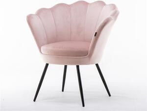 FREY Púderrózsaszín modern velúr szék fekete lábbal